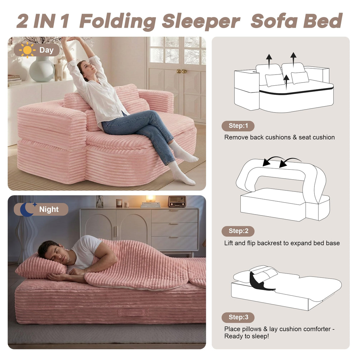 75'' Folding Sleeper Sofa Bed L337573
