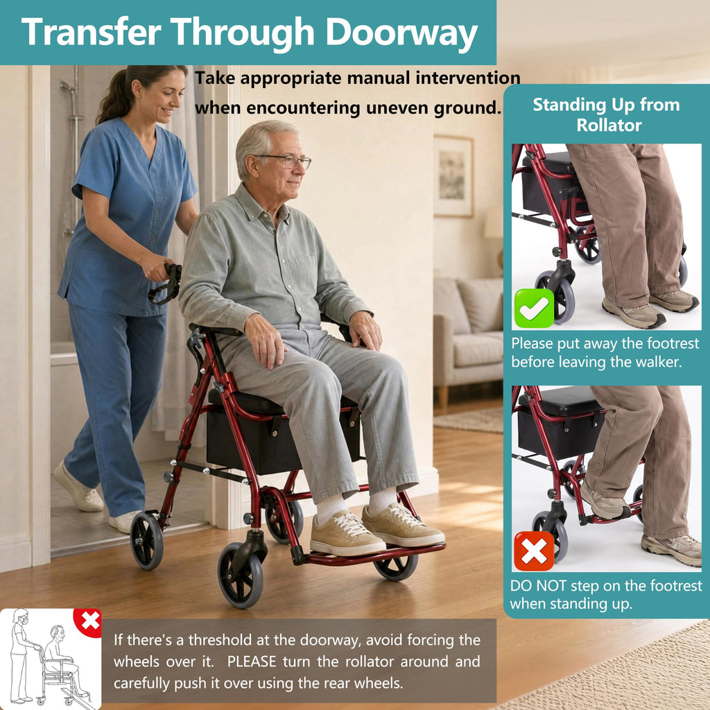 2-in-1 Rollator Walker with Seat B4292