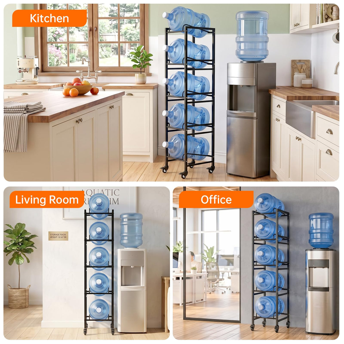 5 Gallon Water Jug Holder with 4 Locking Casters E63352