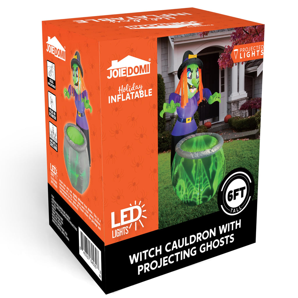 6 Ft Halloween Inflatable Witch and Cauldron Decoration with Green Ghost Light R4670