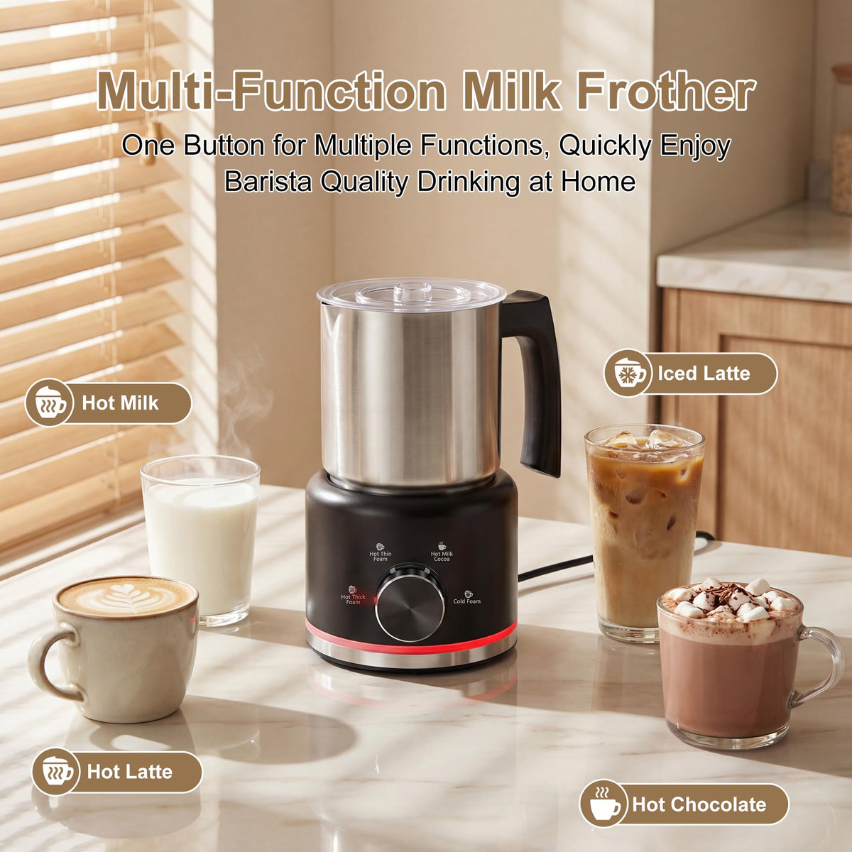 Black Electric Milk Frother and Steamer C87868