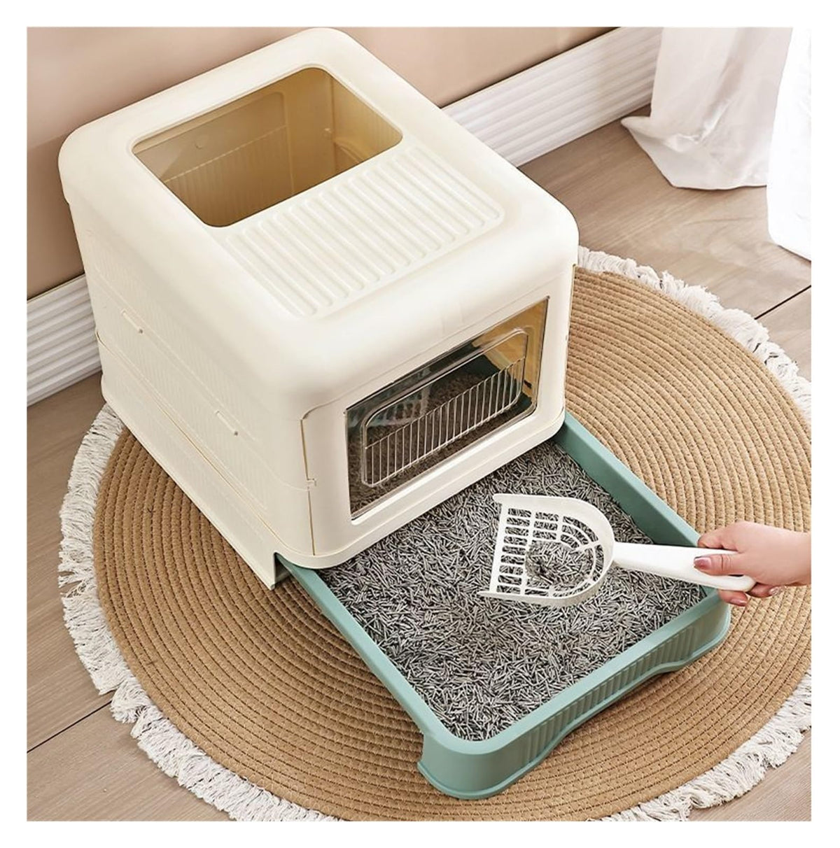 Fully Enclosed Cat Litter Box with Lid and Drawer S3427
