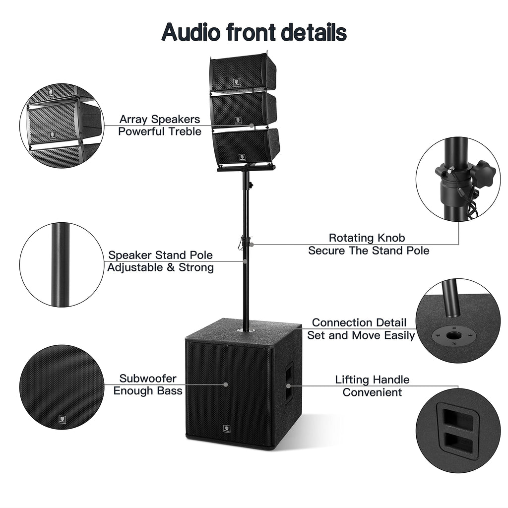Powered PA Speaker System 6 Line Array Speakers 2PCS 18 Inch Subwoofers D8774