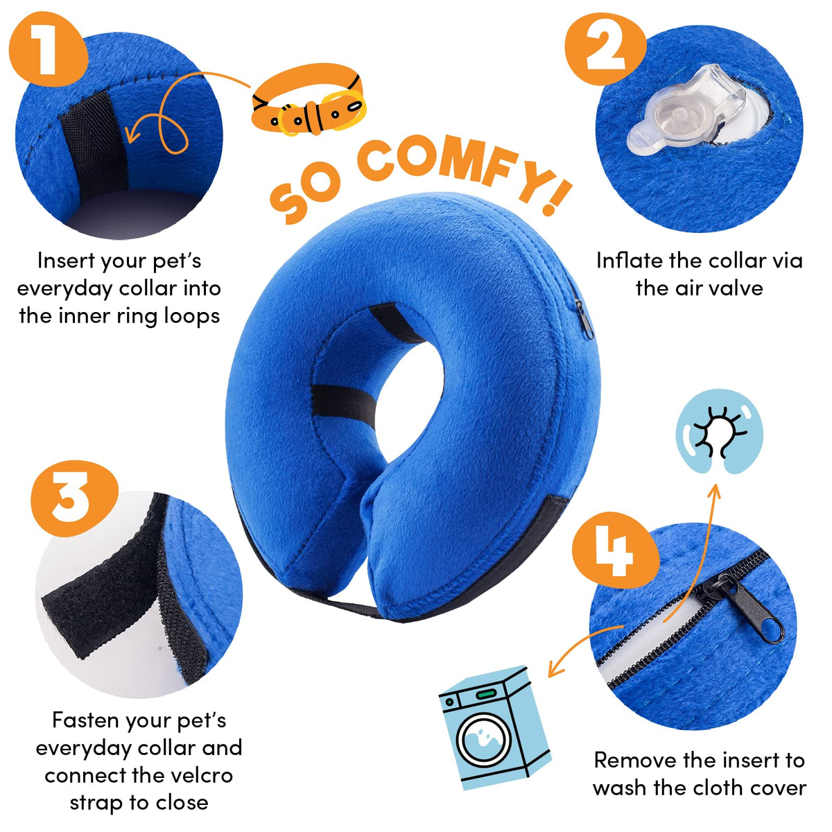 Inflatable Dog Cone Collar Alternative Large Blue U32326