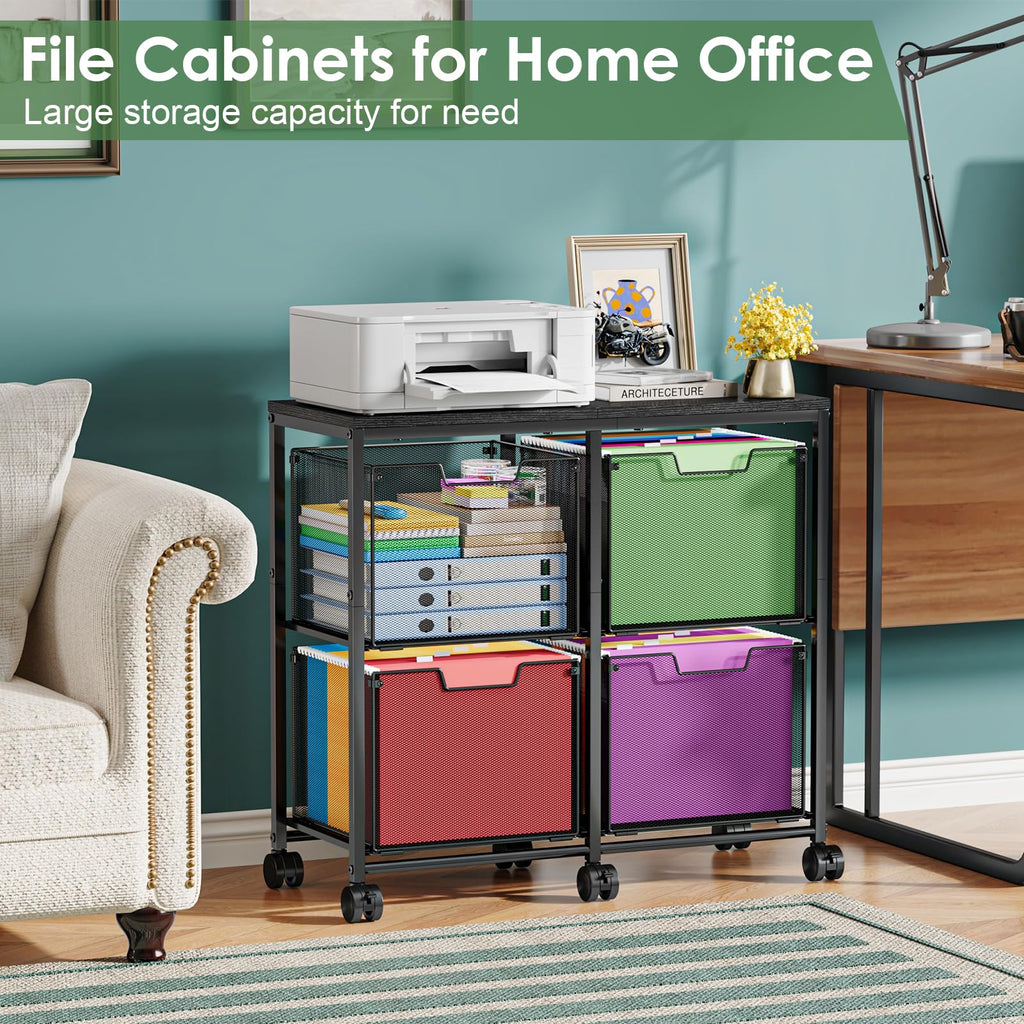 Black 4 Drawer Mobile File Cabinet R93332