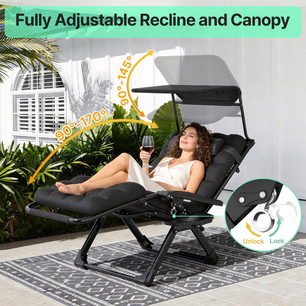 Zero Gravity Reclining Camping Chair with Canopy W7766