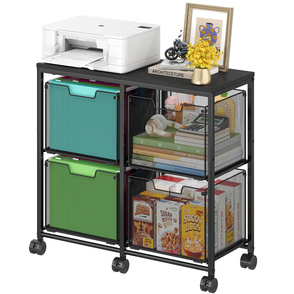 Black 4 Drawer Mobile File Cabinet R93332