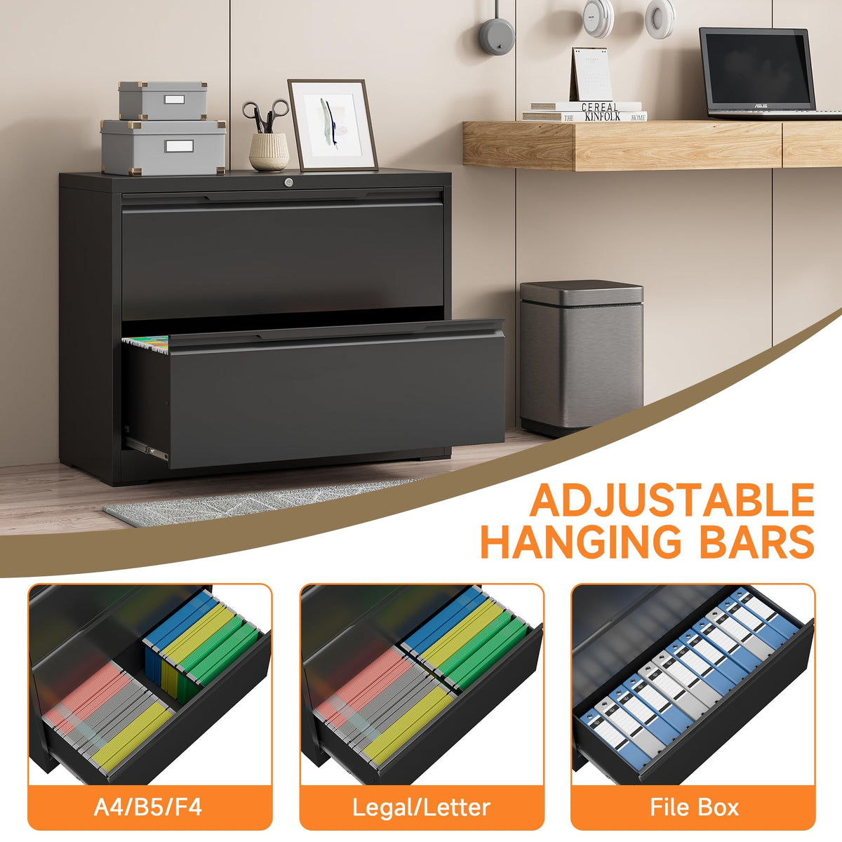 Metal File Cabinet with Lock, 2 Drawer R841