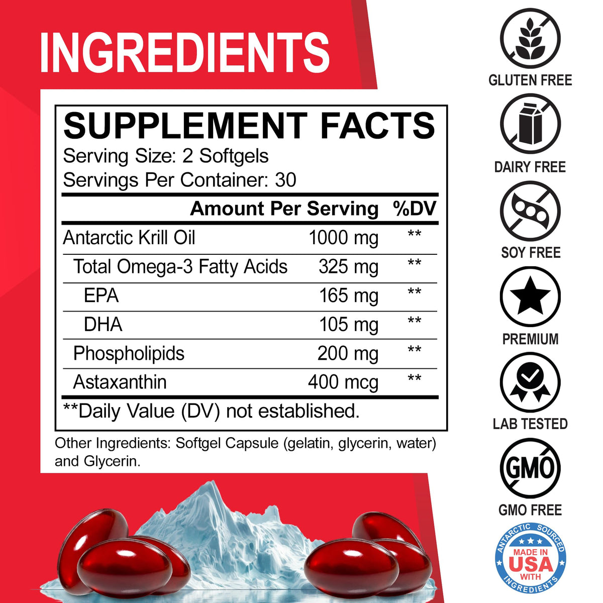 Krill Oil Omega 3 500mg 60 Softgels L625