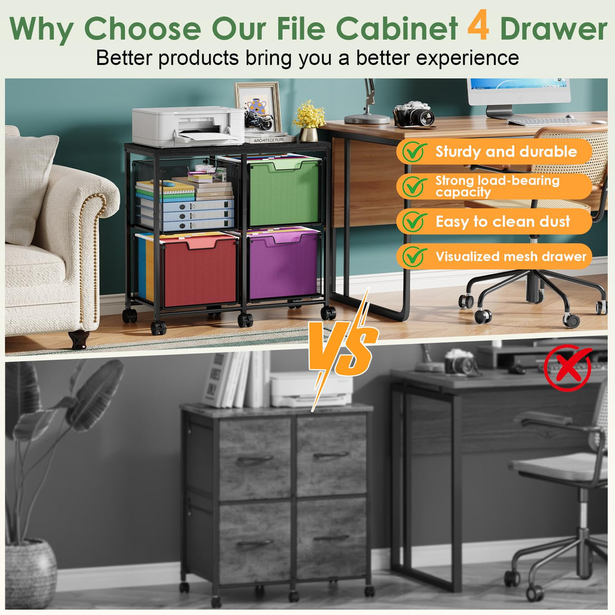Black 4 Drawer Mobile File Cabinet R93332