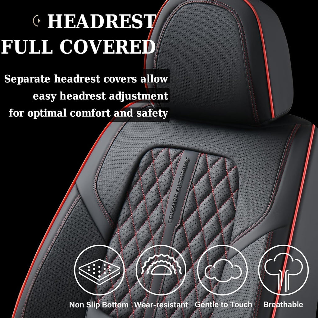 Black Nappa Leather Car Seat Covers Full Set S1715