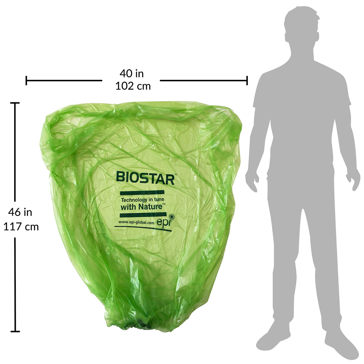 Biodegradable 40-45 Gallon Trash Bags 250 Count Green D3266