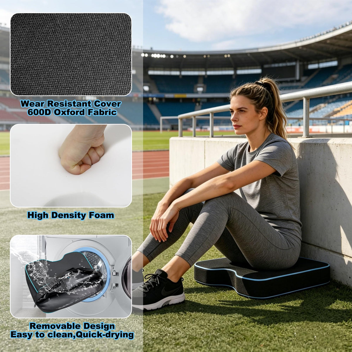2 Pack Black Stadium Seat Cushion D492434