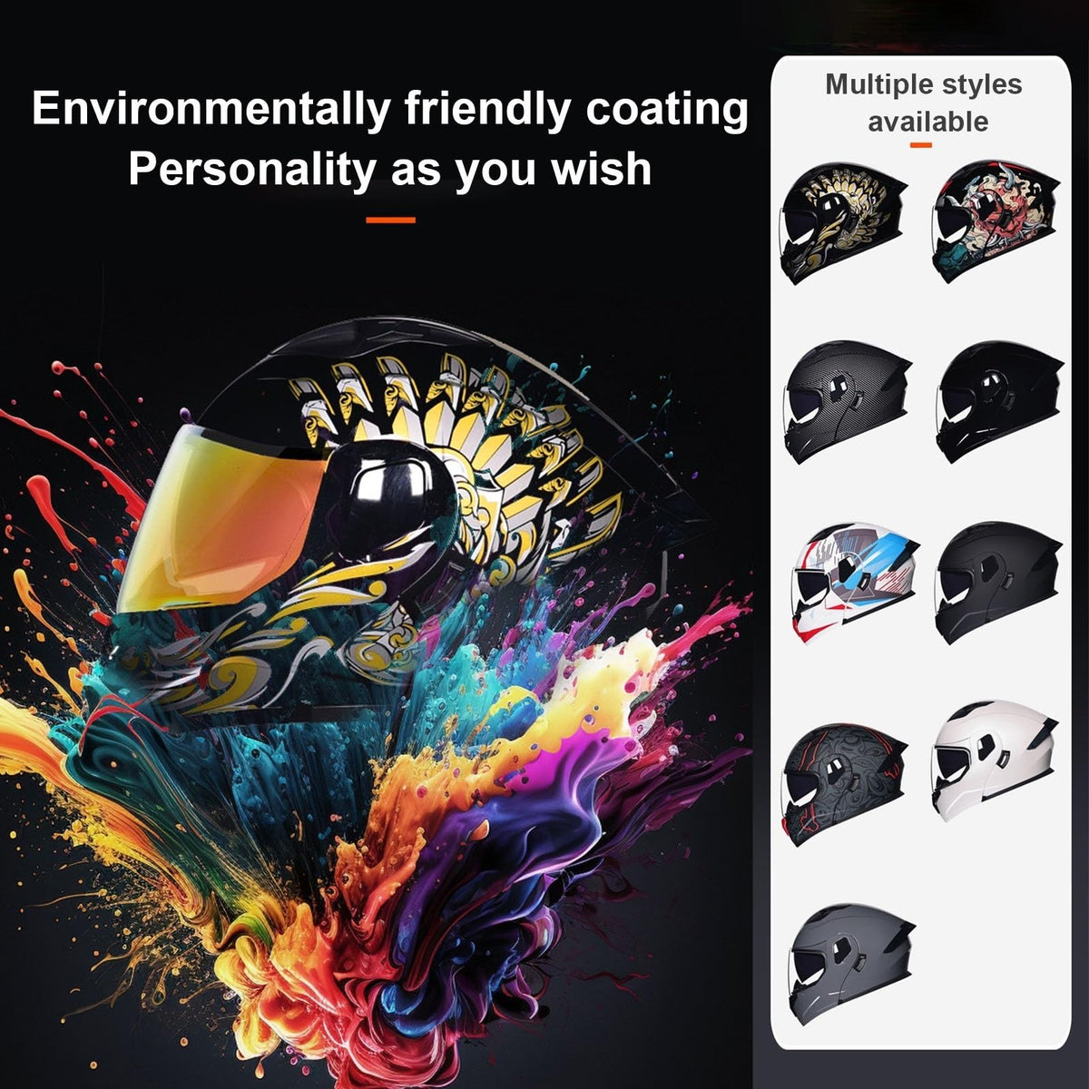 DOT Approved Full Face Flip up Anti-Fog Double Visor Motorcycle Helmet E55351