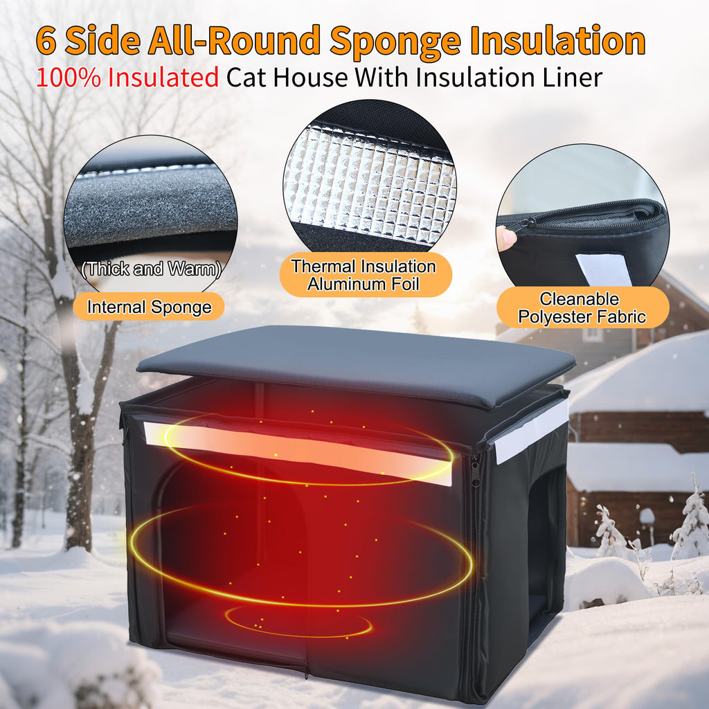 Insulated Outdoor Cat House with Liner Q18623
