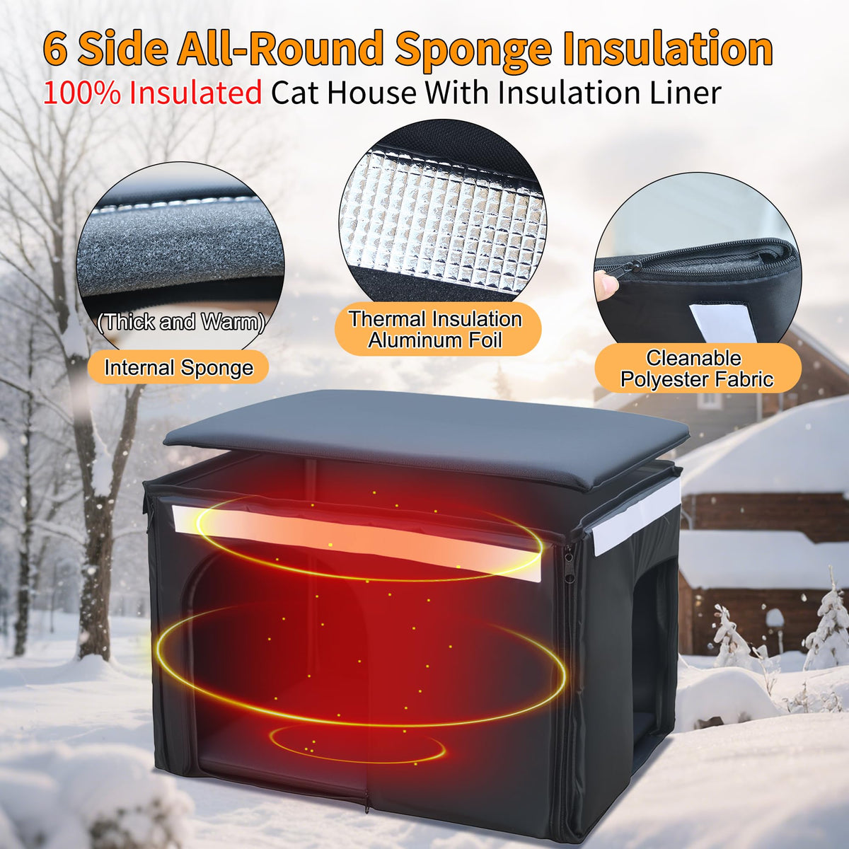 Insulated Outdoor Cat House with Liner Q18623