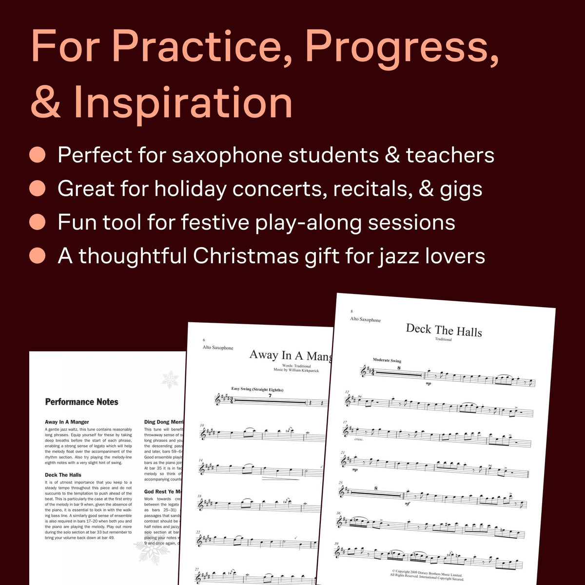 Alto Sax Christmas Jazz Sheet Music Book with Online Audio I655768