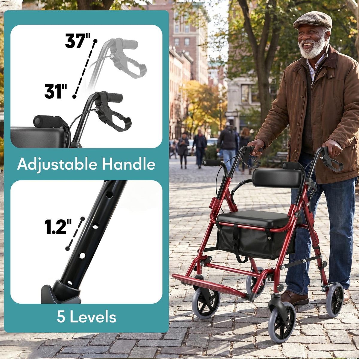 2-in-1 Rollator Walker with Seat B4292