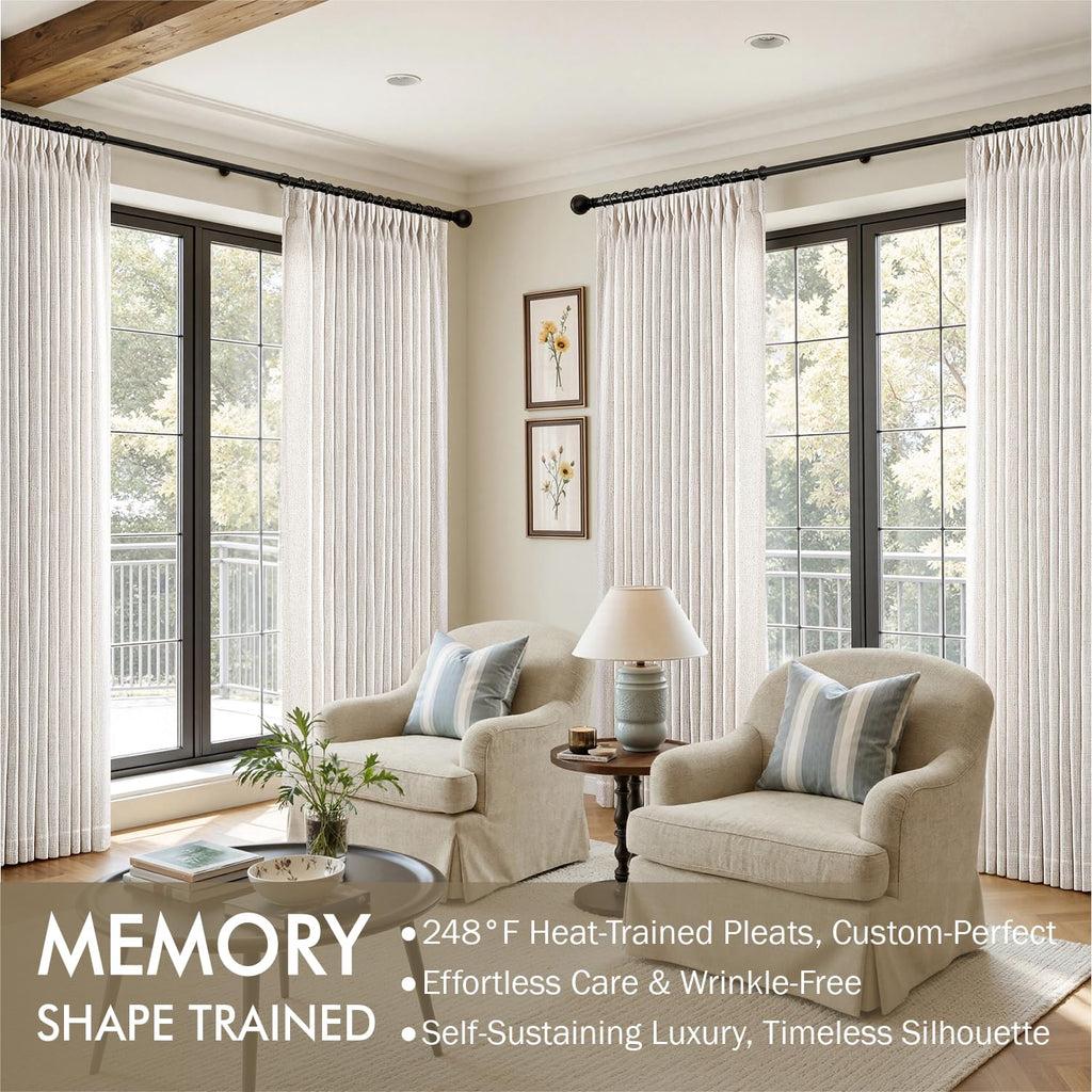 120 Inches Long 2 Panels Linen Curtains B161