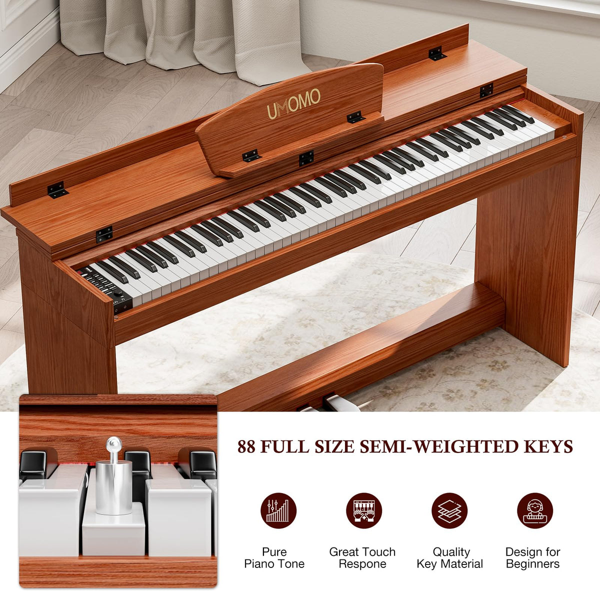 88 Weighted Keys Upright Digital Piano with Bench M796