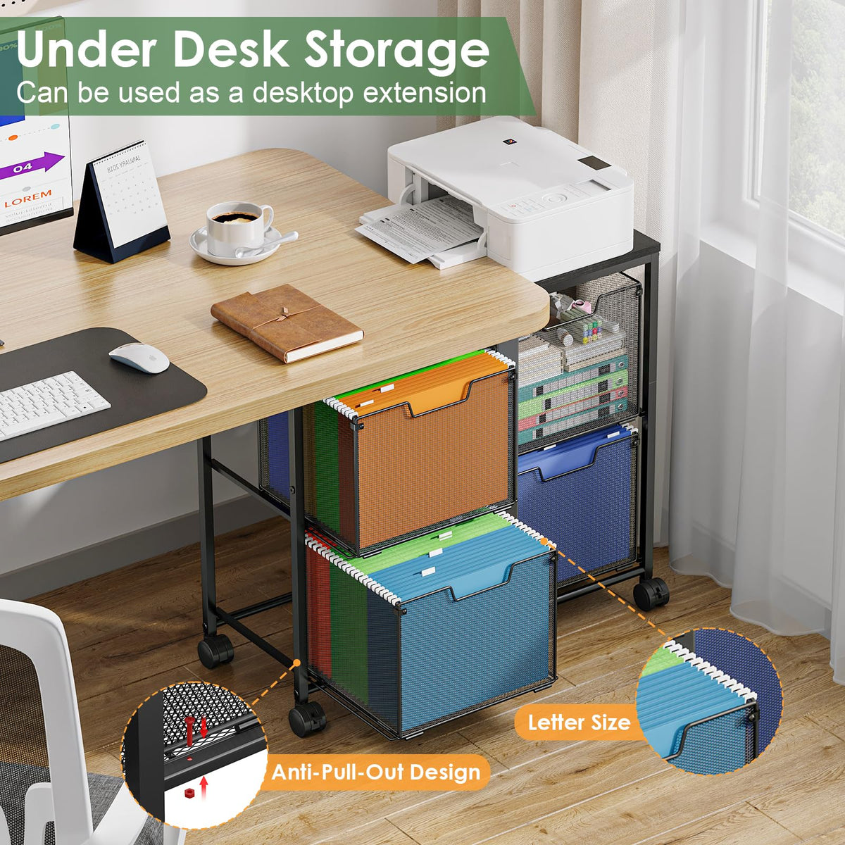 Black 4 Drawer Mobile File Cabinet R93332