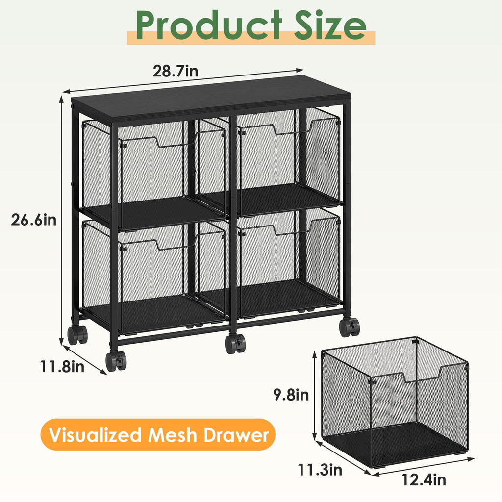 Black 4 Drawer Mobile File Cabinet R93332