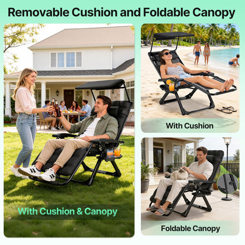 Zero Gravity Reclining Camping Chair with Canopy W7766