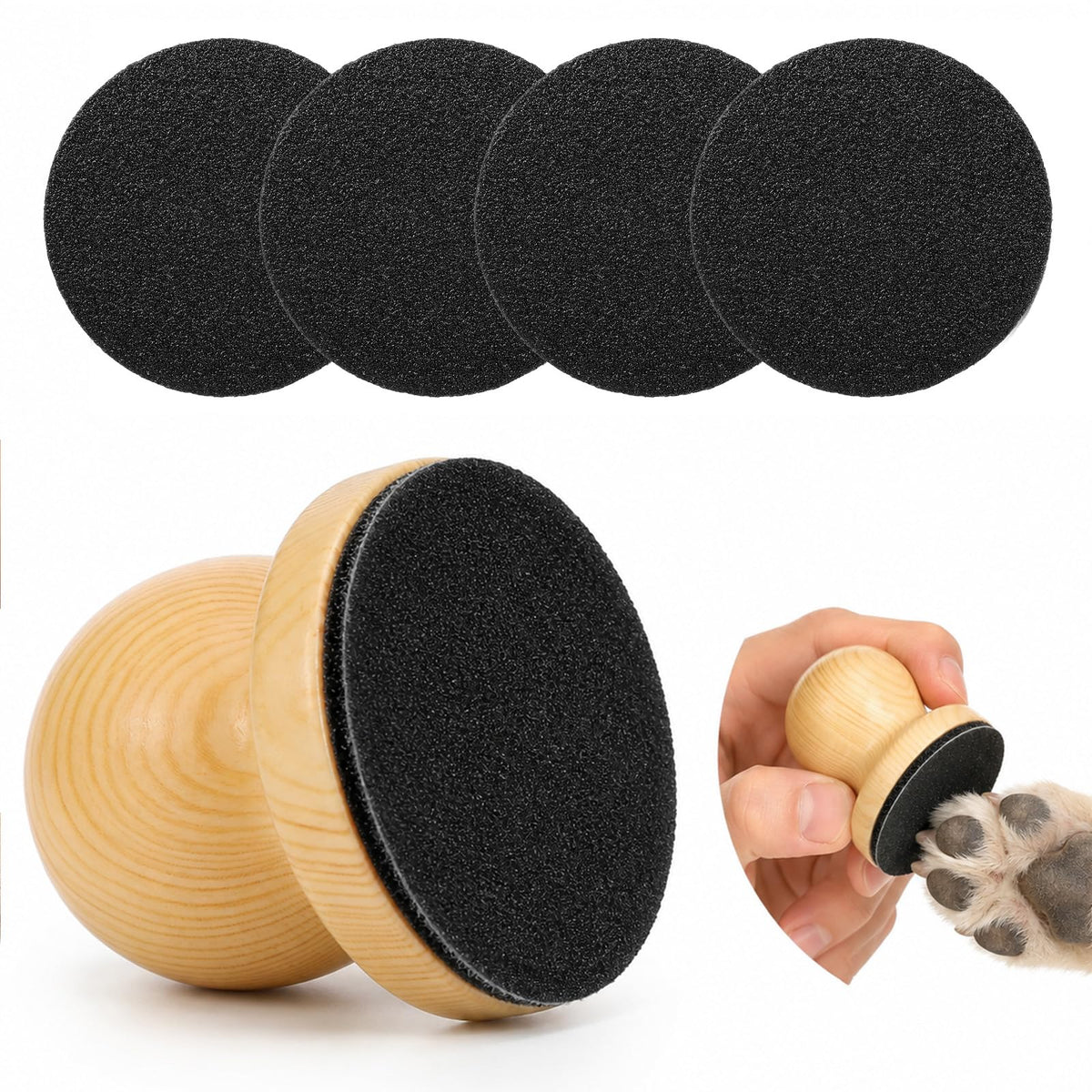 Wooden Dog Nail File Grinder with 4 Sanding Pad R32279