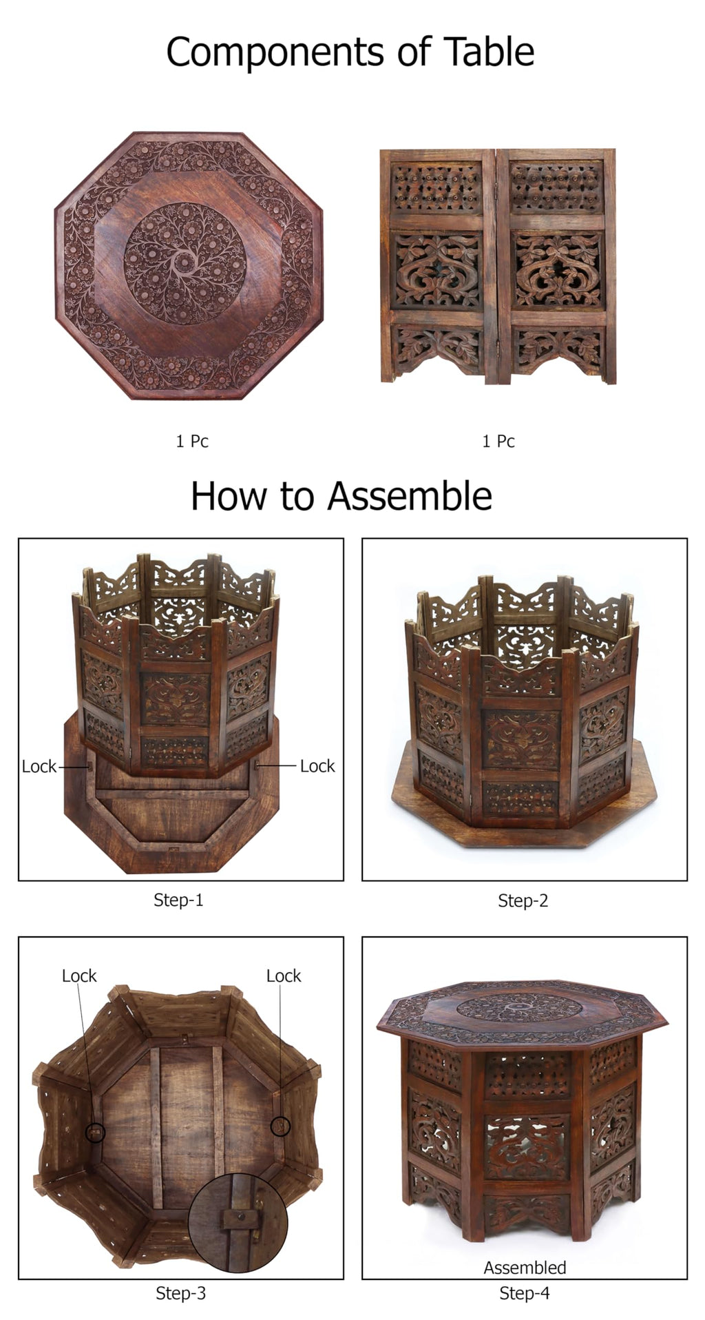 Solid Wood Folding Octagon Coffee Table X13873