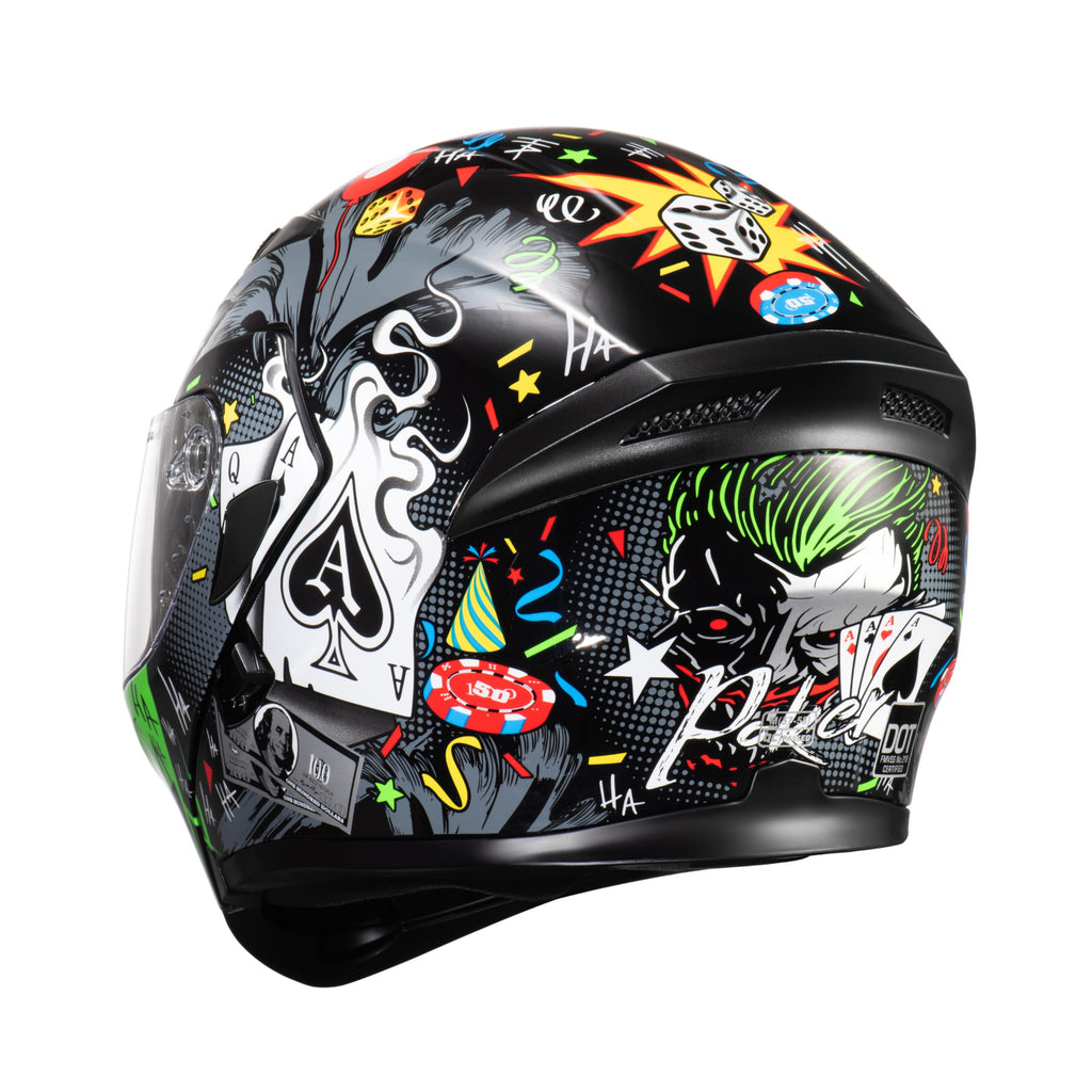 Motorcycle Dual Visor Flip up Modular Full Face Helmet W14352