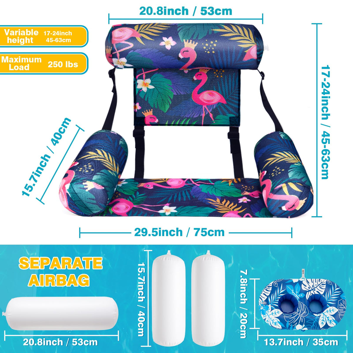 2 Pack Inflatable Pool Float Chair with Cup Holders Z131329