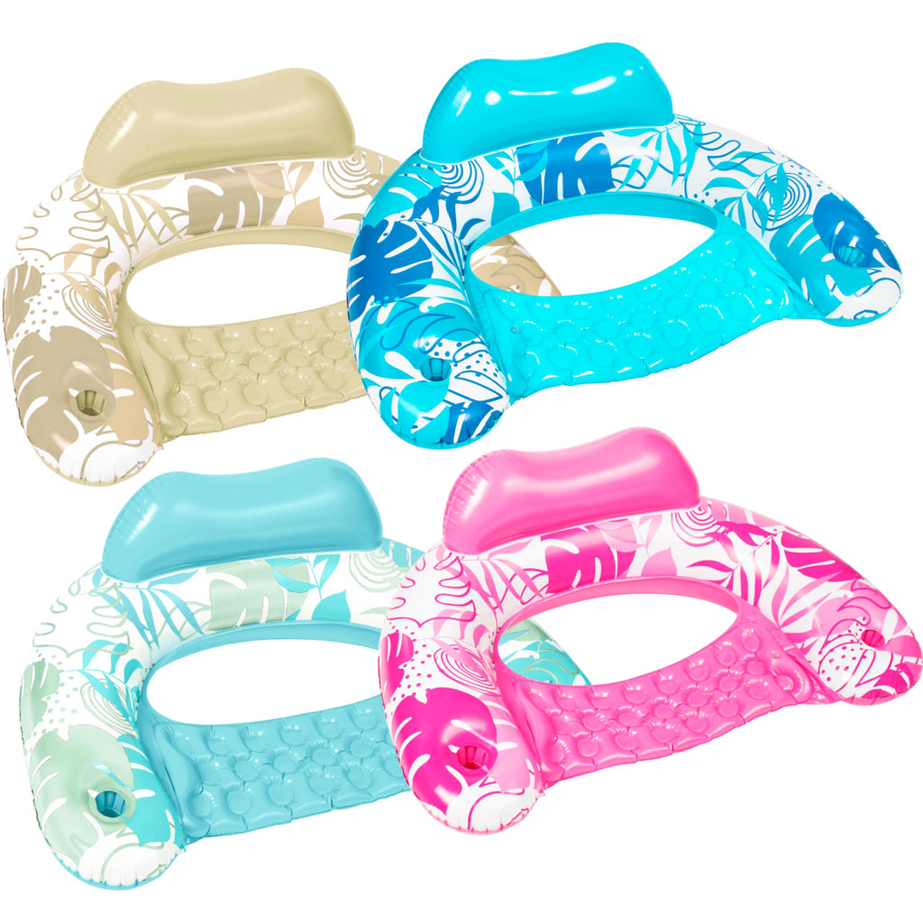 Inflatable Pool Chairs with Cup Holders, 4 Pack M8274