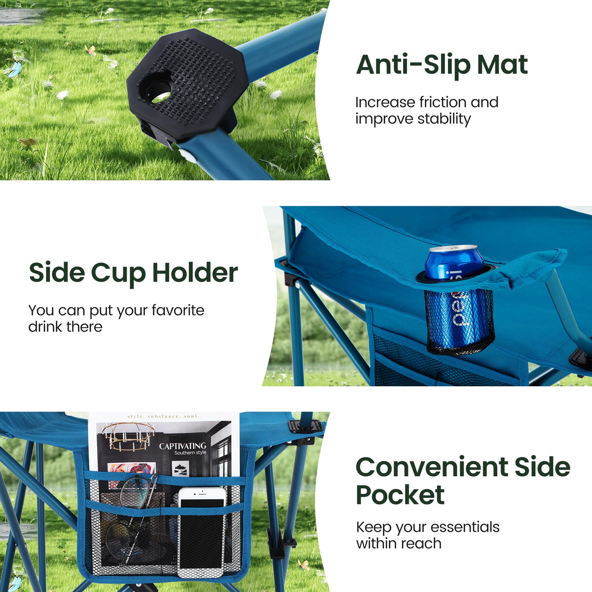 2 Pack Portable Camping Chair Blue V78983