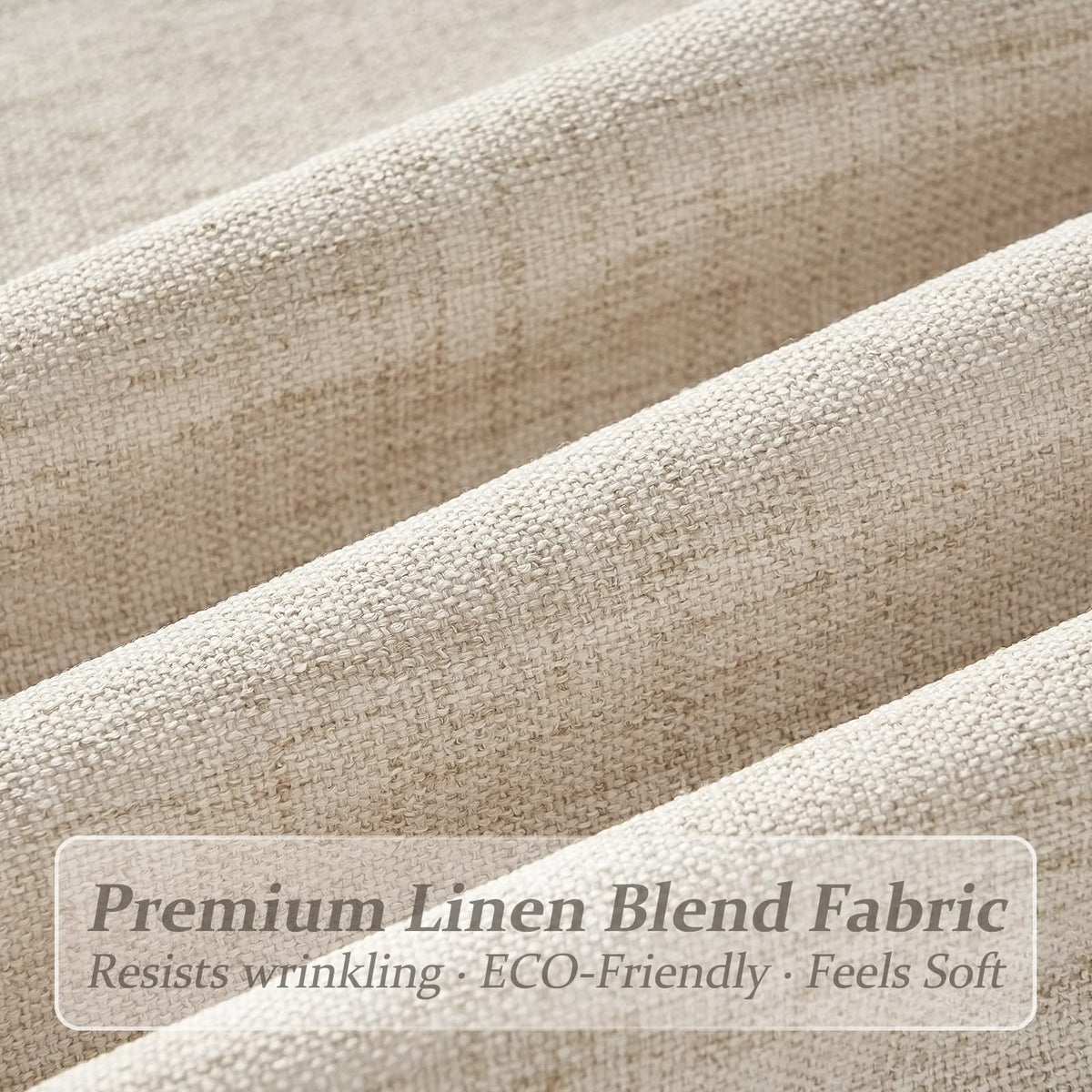Natural Linen Pleated Curtains 86 Inches Long 50 Inch Wide 2 Panels Set P43194
