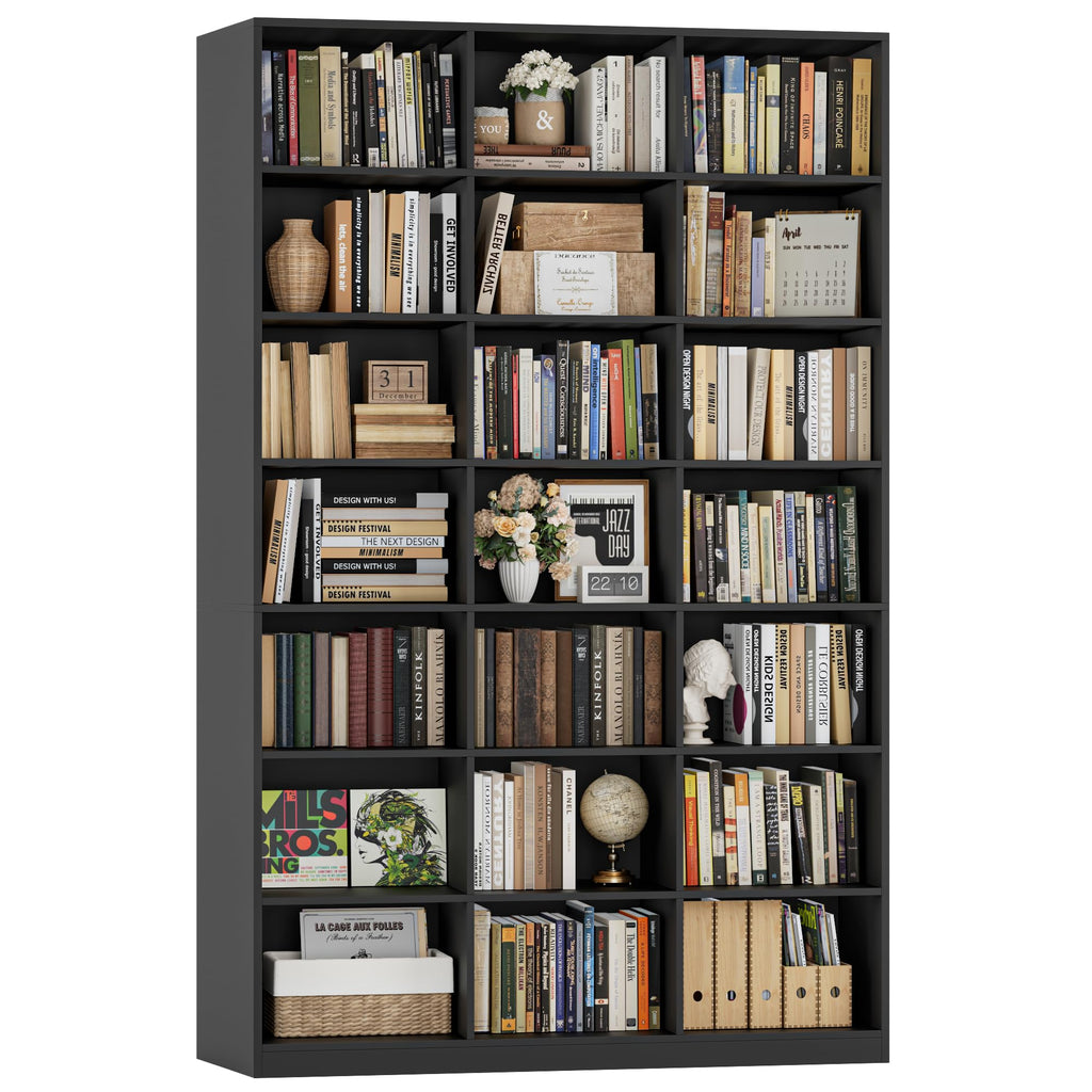 86" Triple Wide Black Bookshelf and Bookcase H364