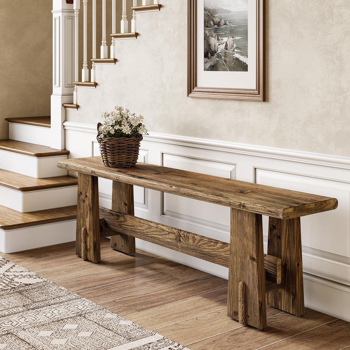 59" Solid Wood Bench S745
