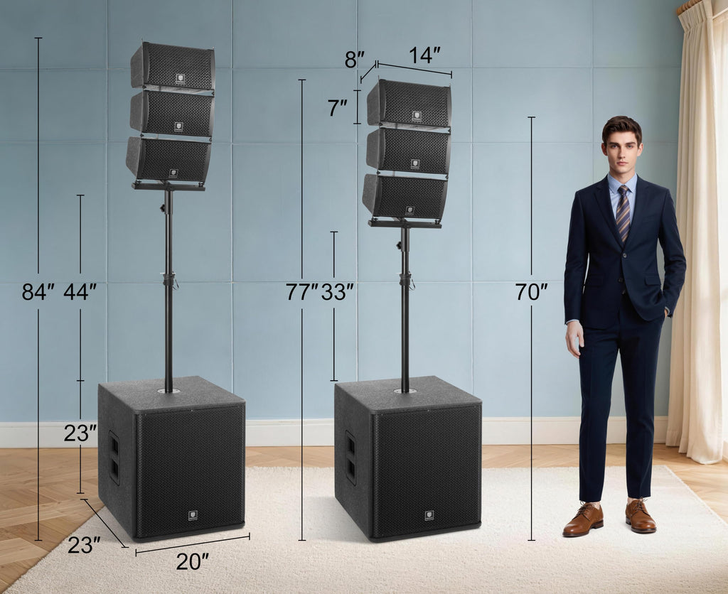Powered PA Speaker System 6 Line Array Speakers 2PCS 18 Inch Subwoofers D8774