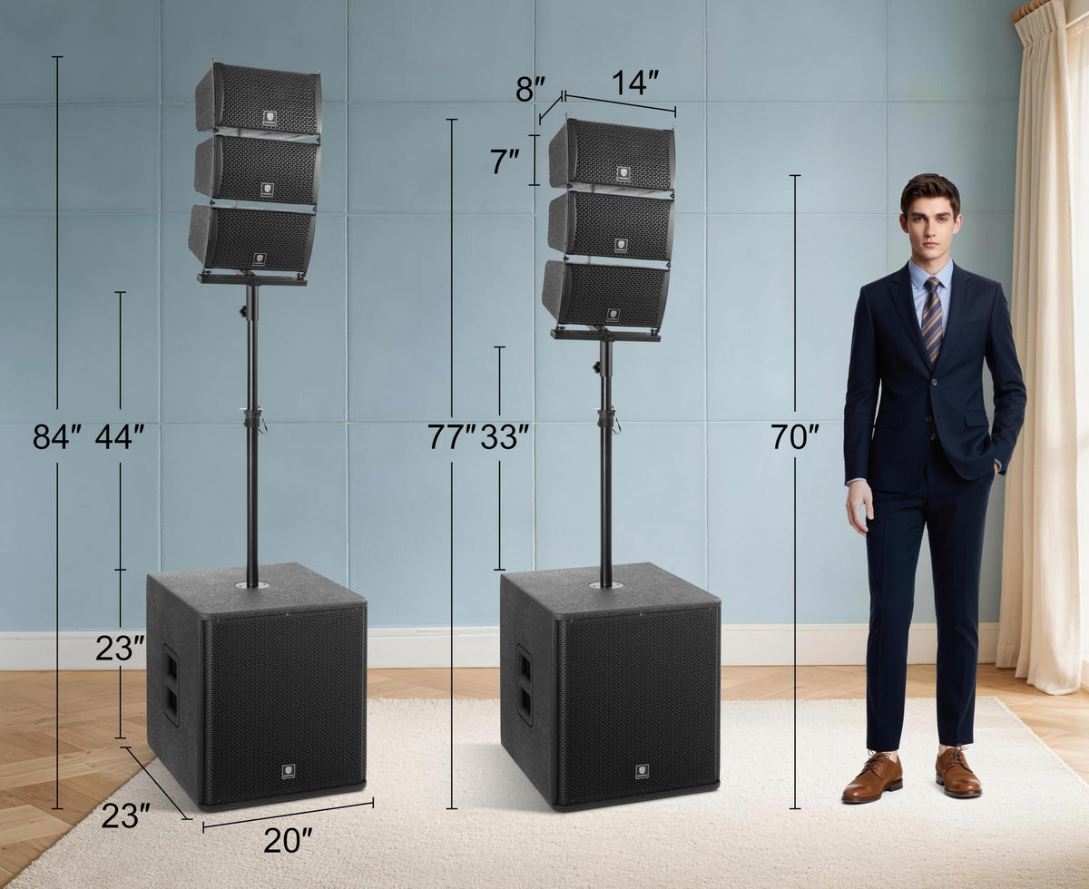 Powered PA Speaker System 6 Line Array Speakers 2PCS 18 Inch Subwoofers D8774