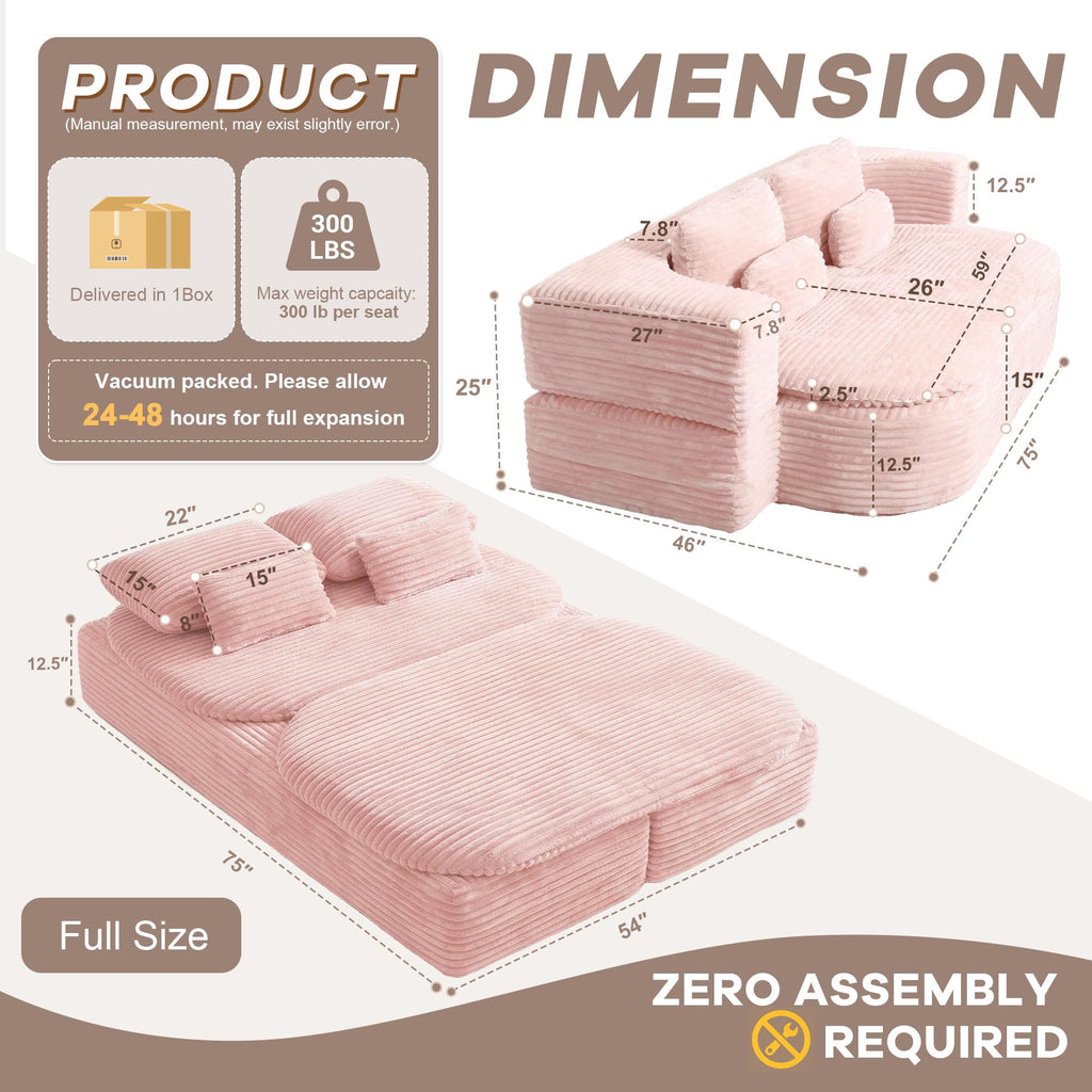 75'' Folding Sleeper Sofa Bed L337573