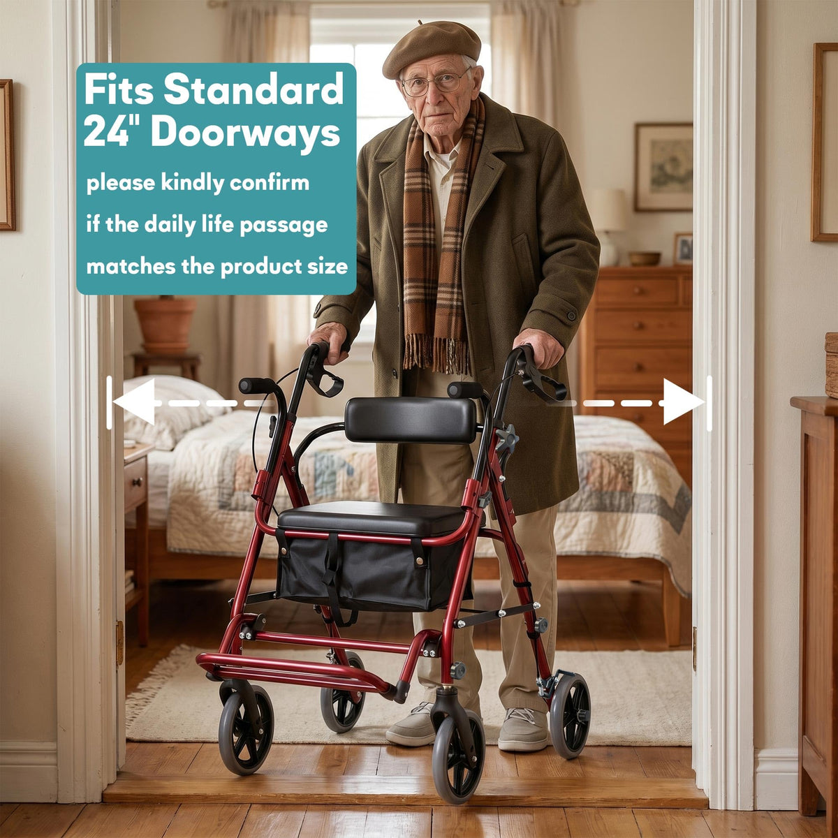 2-in-1 Rollator Walker with Seat B4292