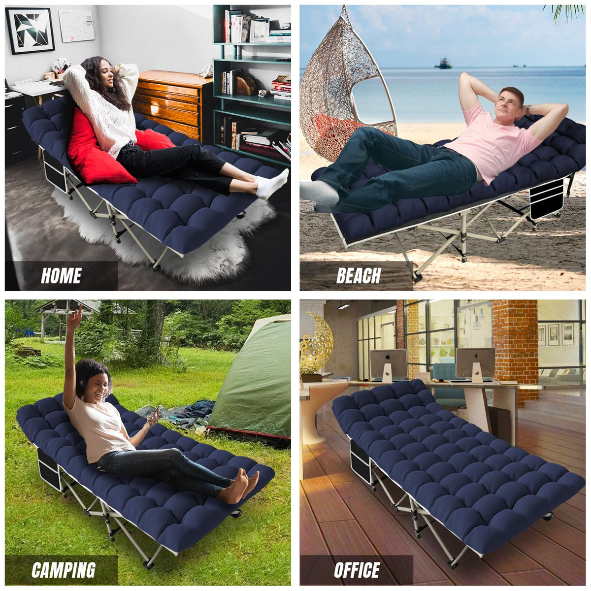 Folding Camping Cot with Removable Mattress and Carry Bag B414868