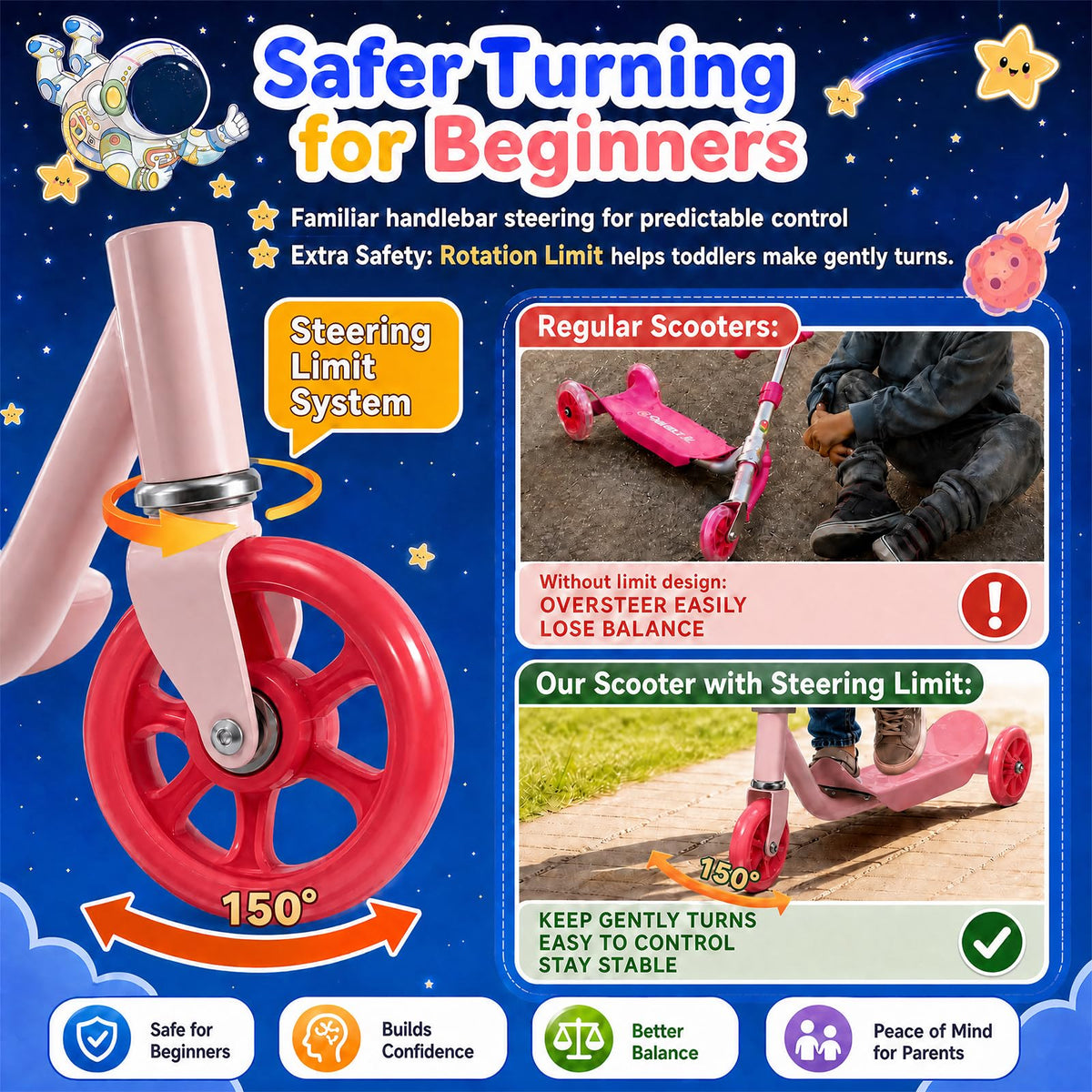 3 Wheel Kids Scooter with LED Light-Up Wheels D4498