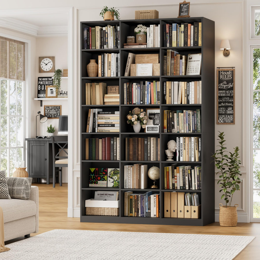 86" Triple Wide Black Bookshelf and Bookcase H364