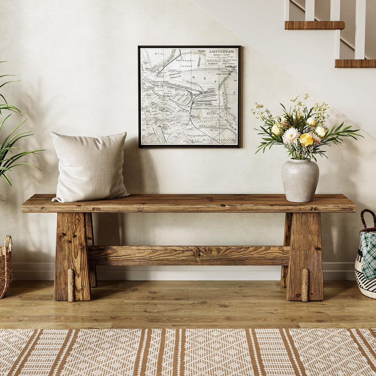 59" Solid Wood Bench S745