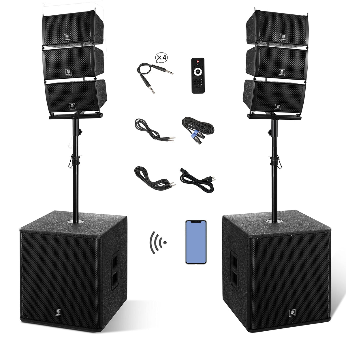 Powered PA Speaker System 6 Line Array Speakers 2PCS 18 Inch Subwoofers D8774