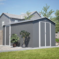 12x8 FT Galvanized Steel Storage Shed with Lockable Doors D3694