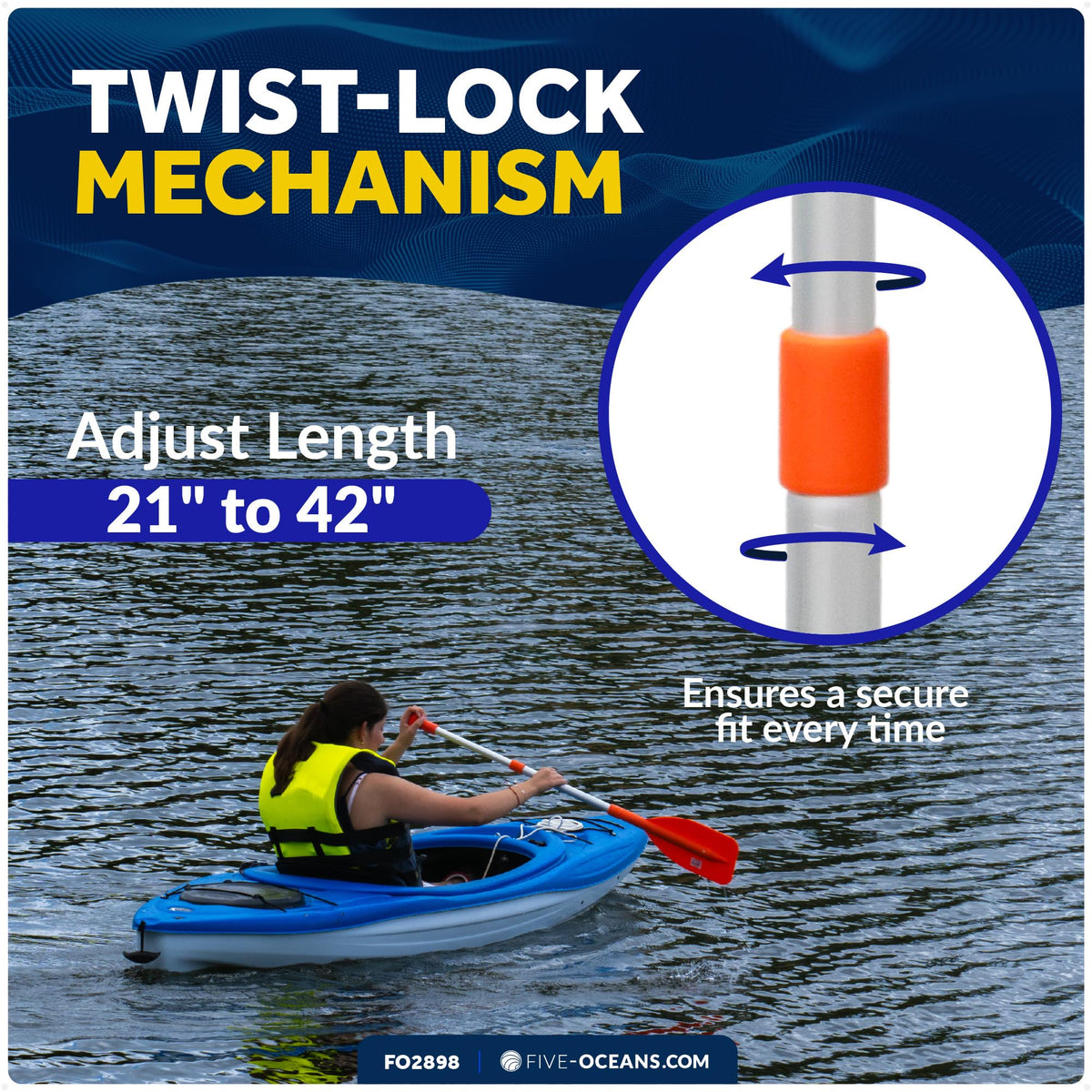 Telescoping Floating Orange Boat Paddle F516
