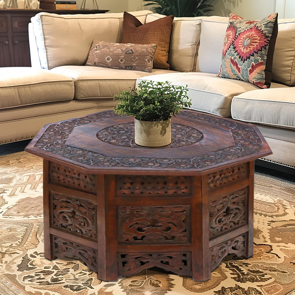 Solid Wood Folding Octagon Coffee Table X13873