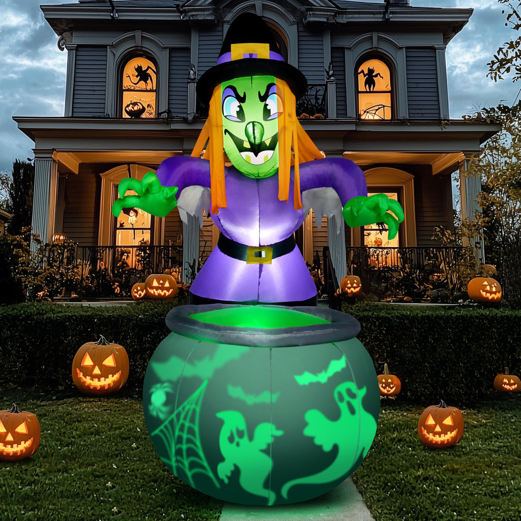 6 Ft Halloween Inflatable Witch and Cauldron Decoration with Green Ghost Light R4670
