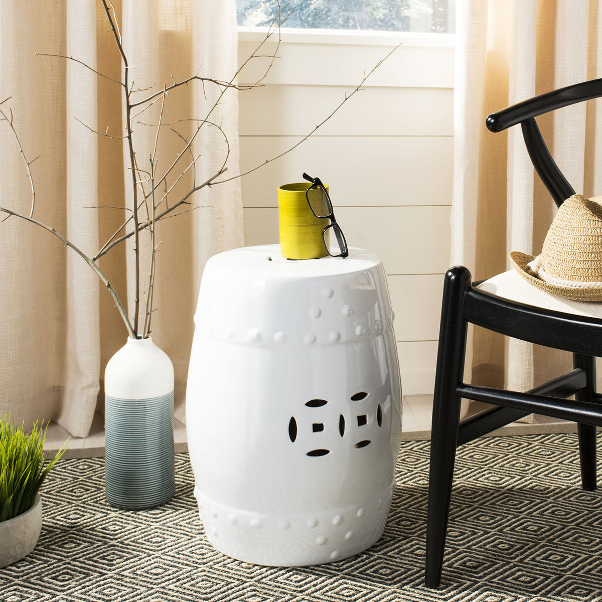 White Ceramic Garden Stool M681039